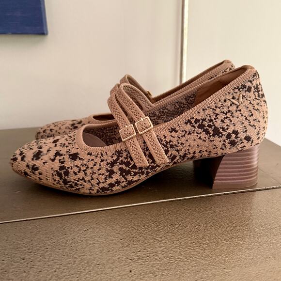 Vivaia Sz 39M Melody Pro Mary Jane Snake Print Excellent Square Toe - Picture 2 of 16